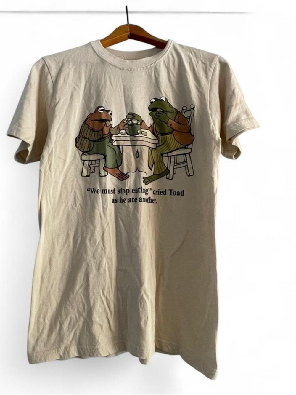 Frog & Toad Men's S Kidcore Tan We Must Stop Eating Cookies Short Sleeve T-shirt